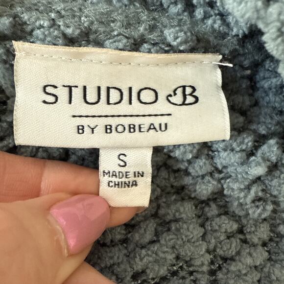 Studio B Bobeau NWT Women’s S Boho Open Front Textured Knit Cardigan Blue Granny - Picture 3 of 11